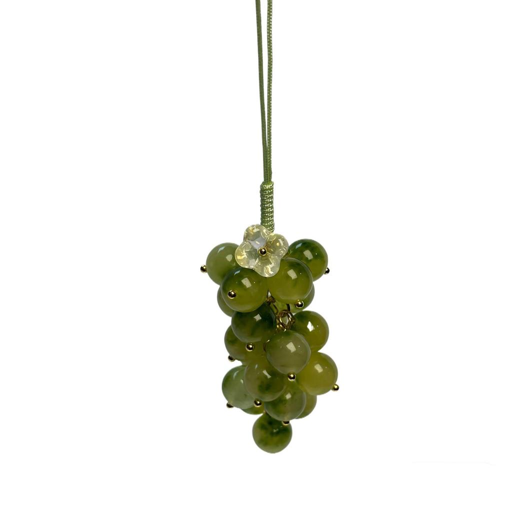 Step by Step Chalcedony Keychain Pendant: Summer Red & Green Grapes Beads Jewelry Bag Charm