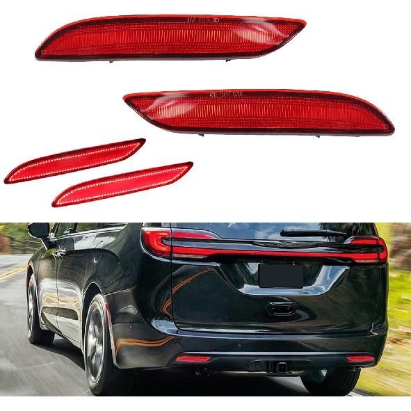 

Затемнений корпус для задніх ліхтарів 2017 2018 2019 2020 2021 2022 2023 Chrysler Pacifica & Voyager З відбивачем, покажчиком повороту, стоп-сигналом та заднім протитуманним ліхтарем Red Lens Reflector lights