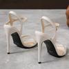 Summer New Large Size Sandals Comfortable and Fashionable One Word Buckle Open Toe High Heel Stiletto Outdoor Sexy Women's Shoes