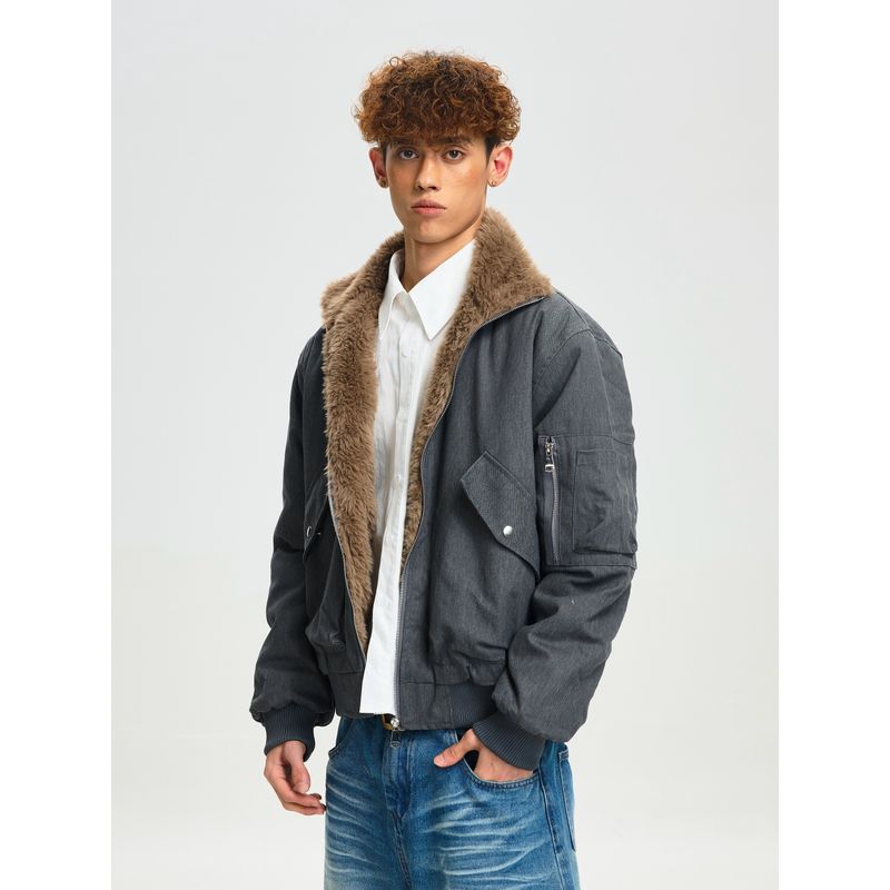 Cabbage Coke American Retro Wolf Throne Mountain Eagle Jacket Men's Winter Thickened Cotton Coat Heavy-Duty Washed Workwear Cotton Jacket