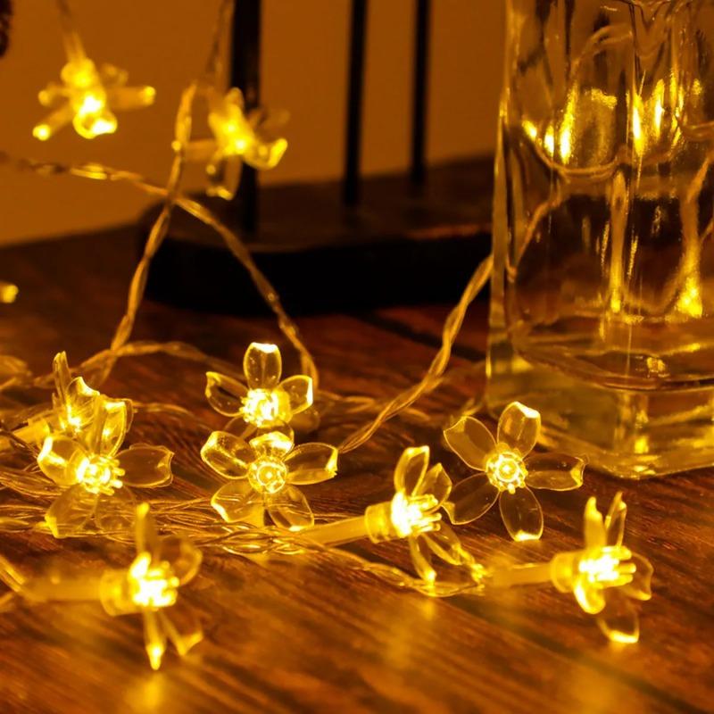 1PC Cherry Blossom Flower Fairy Lights Battery Powered Waterproof String Lights 10/40 LED for Party Wedding Bedroom Garden Decor