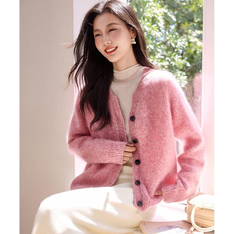 Srcr Women's Premium Cashmere Blend Knitted Wool Cardigan