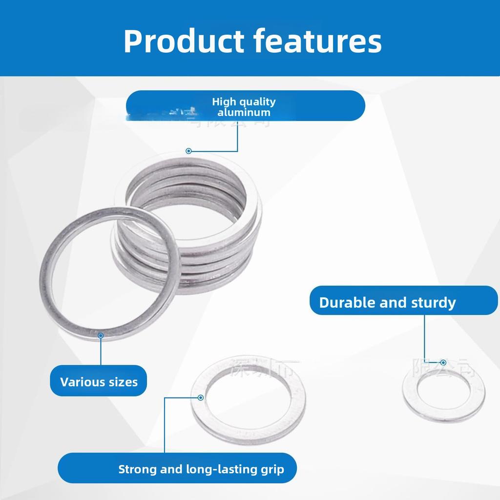 450Pcs Aluminum Washer Kit M6-M24 High Temperature Resistant Round Sealing Gasket Set