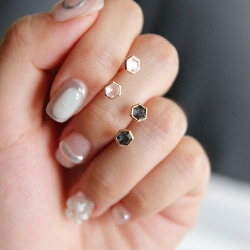 J.Lauren 14k Hex Topaz Moonstone RoseGold Earring G0276