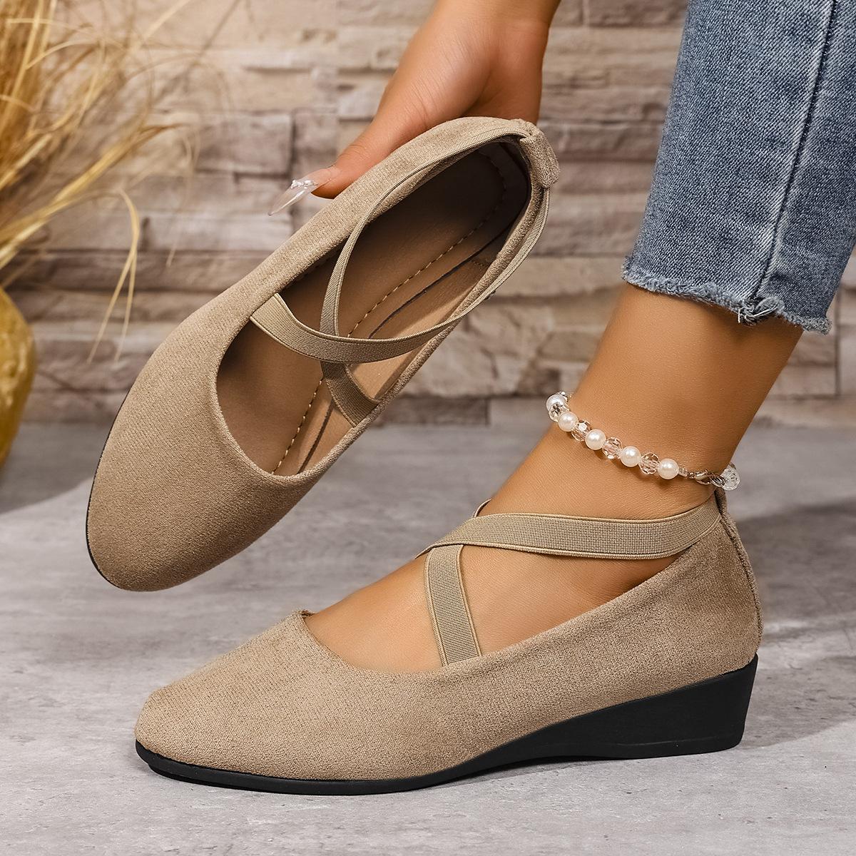 

Внешнеторговая обувь большого размера, лето 2025, новая европейская и американская обувь-лодочки с острым носком и танкеткой, женские туфли Doudou, спортивная и повседневная wo 43 хаки