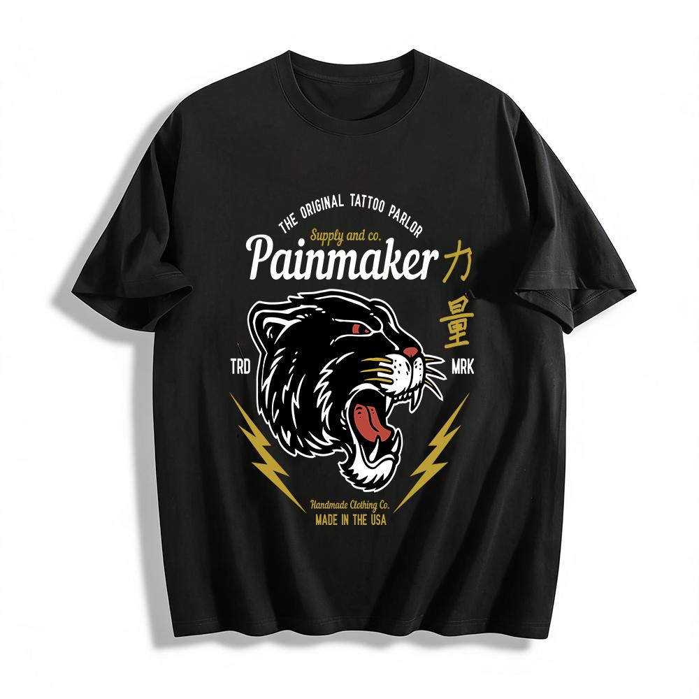 Panther Power Graphic Tee Handmade USA Retro Streetwear Cotton Top Pure cotton T-shirt