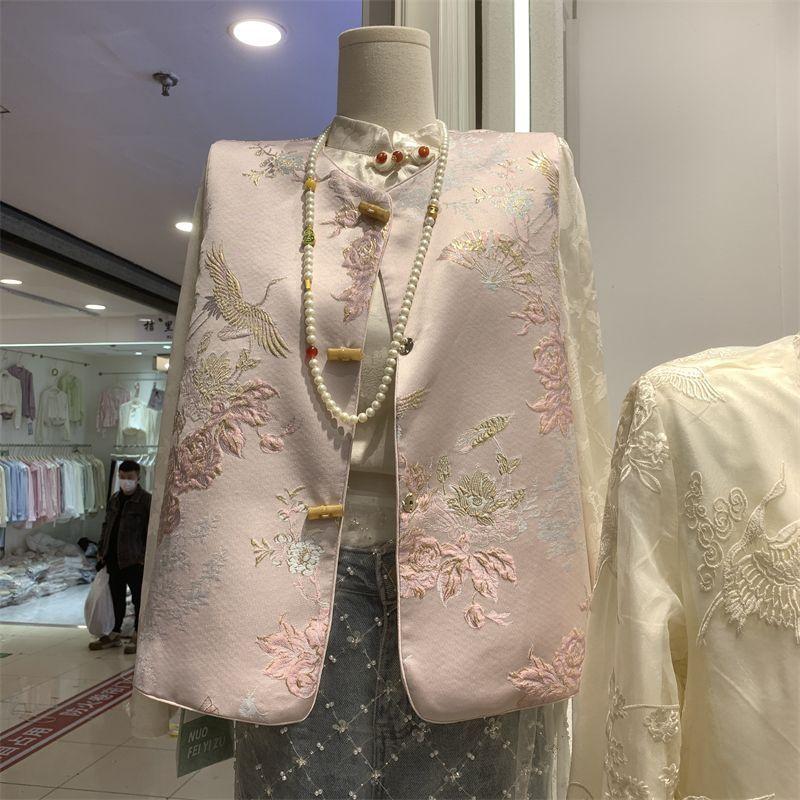 

Новый жилет женский жаккардовый новый жилет этнический стиль прикрывающий живот тонкий топ для мамы женская одежда L [recommended 100-57.5 kg]