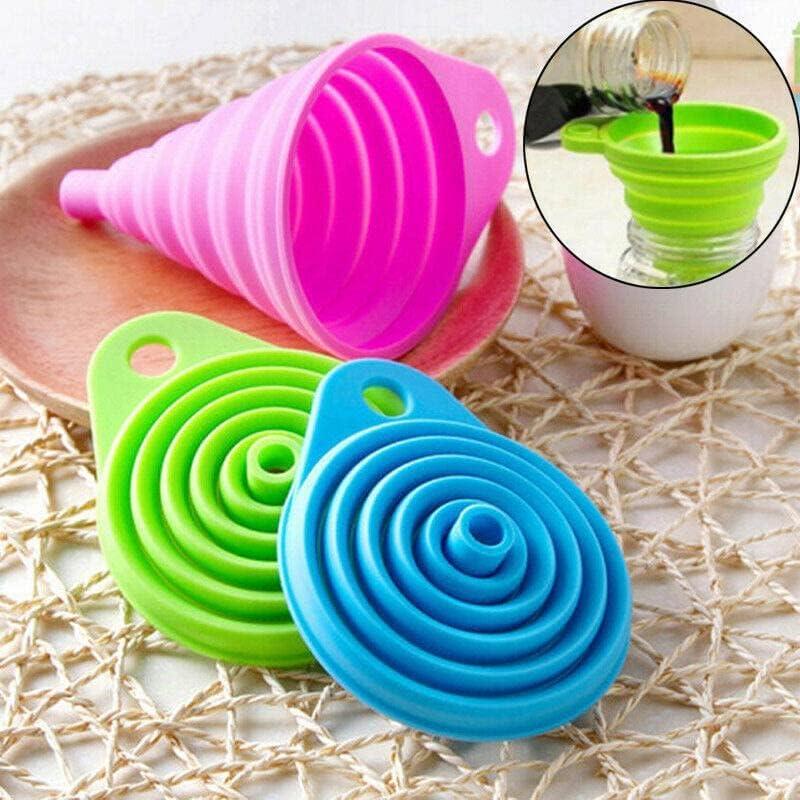 Kitchen Funnel Set of 3 Pieces, Kitchen Small Tool Accessories, Foldable Silicone Funnel, Food-grade for Filling Water Bottles a