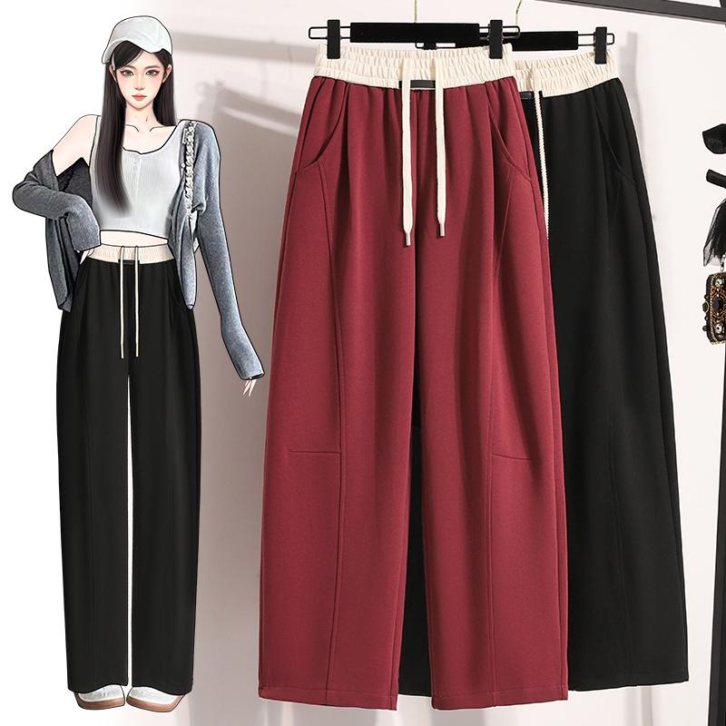 

DIMANAF 2024 Большие размеры Осень Зима Женские Новые Длинные Брюки Свободные Брюки Твердые Шаровары Высокая Талия Базовые Повседневные Брюки M чёрный