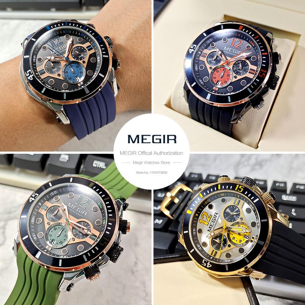 Fashion Waterproof Quartz Watches for Men Luxury Military Sport Chronograph Wristwatch with Silicone Strap