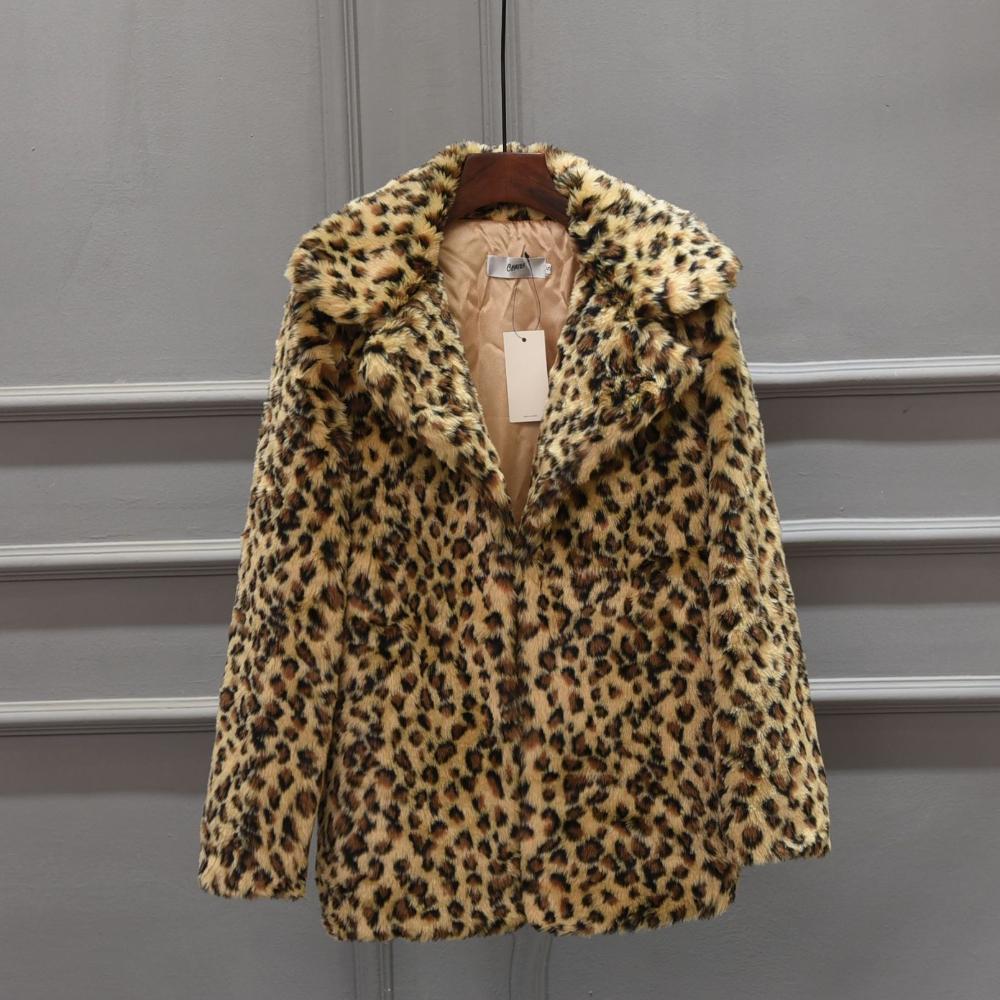 

New Fur Inspired Mid Length Suit with Sexy Snow-white Leopard Print Fur Jacket XXXL
