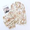 Fashion Flower Silky Pajamas Sets Women Summer Sleepwear LAong-sleeve High Quality Pyjamas