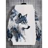 Boy's Wolf Totem 3D Printed White Hoodie, Blue and White Ink Style Fashionable Boy's Hoodie