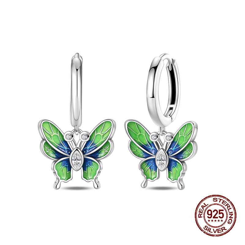 Stud Earrings For Women Copper Colorful Starfish Shell Sparkling Butterfly Luxury Fine Jewelry Girl'S Earrings