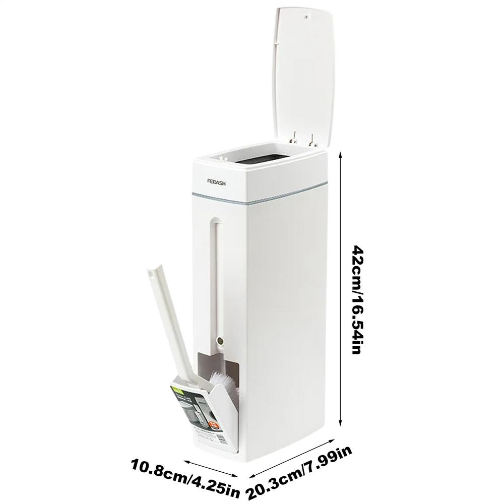 

Trash Can Bathroom Trash Can Toilet Brush Combo Save Space Small Trash Can Lid Bathroom Accessories Narrow Garbage Can белый