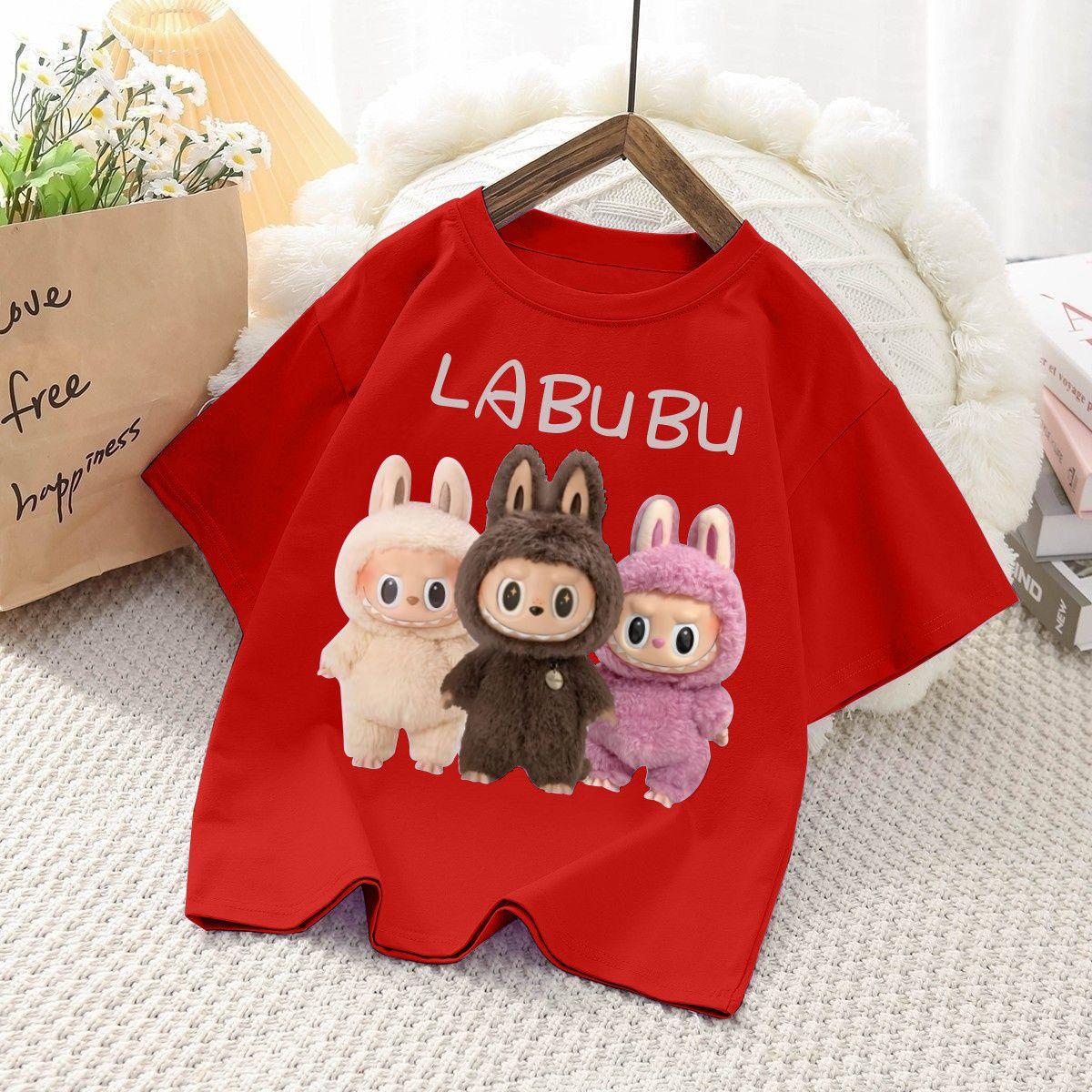 

Гаряча футболка з 3D-принтом Labubu для дітей рожевого кольору - Милий дизайн персонажа, Короткий рукав, Літній повсякденний одяг для хлопчиків і дівчаток 110 червоний