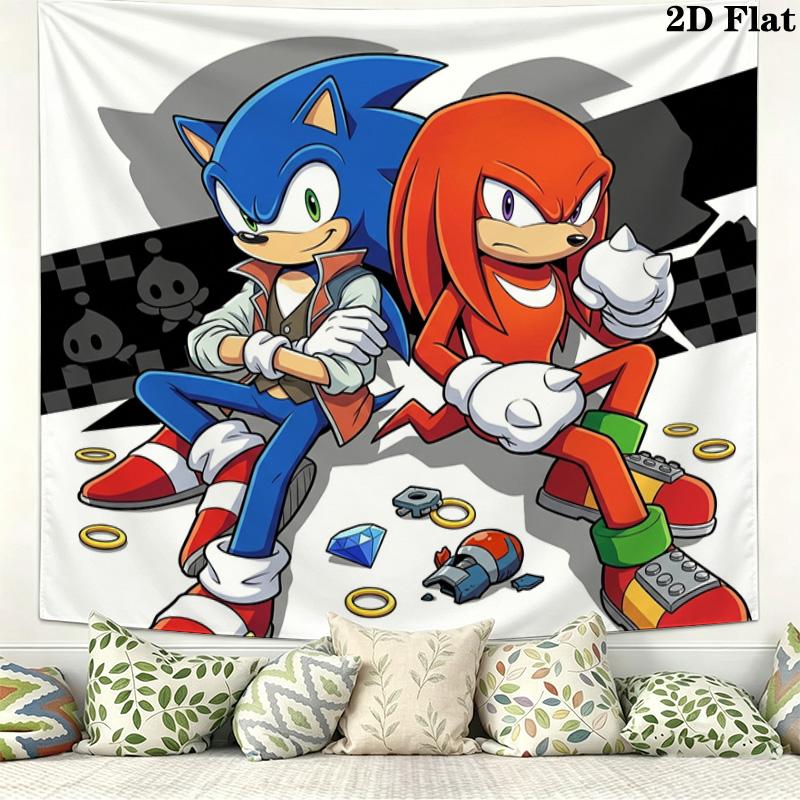 Sonic Hedgehog Wall Tapestry Aesthetic Wall Hanging Printed Fabric Blanket Decorative Tapestries For Bedroom Living Room Home Decor