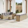 VidaXL 11-Piece Garden Sofa Set with Cushions Beige Poly Rattan Acacia 3361982