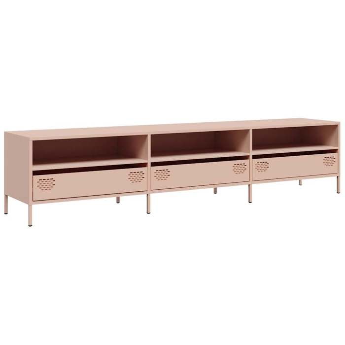 VidaXL Meuble TV rose 202x39x43,5 cm acier laminé à froid, support TV, buffet TV, armoire hifi, banc TV, armoire en métal, 851347