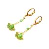 New fresh green opal ginkgo leaf earrings women's light luxury high-end long fringed earrings temperament earrings