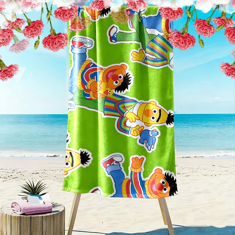 Sesame Street2 Print Beach Towel, Large Soft Quick Dry Towel for Beach Camping Swimming