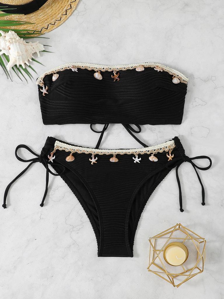 2026 Europees Amerikaans Grensoverschrijdend Dames Hanger Bandeau Strik Bikini Zwempak