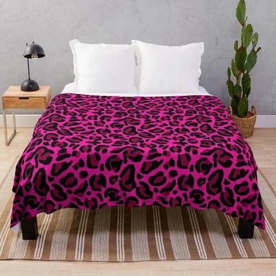 Hot Pink Y2K Aesthetic Leopard Print Throw Blanket For Decorative Sofa Blankets Sofas Of Decoration Blankets#