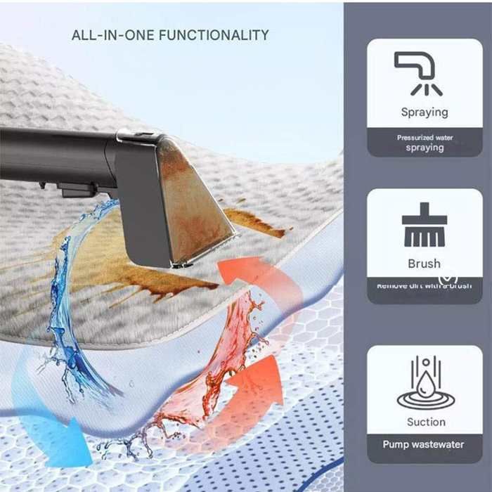 Multifunction Steam Cleaner 2000W, Injector-Extractor Vacuum Cleaner, Car Sofa Mat, LCD Screen, 4 Modes