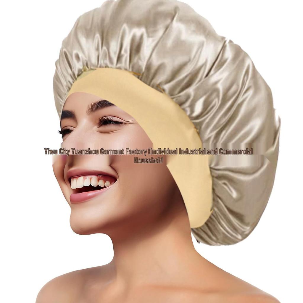 Women's Wide Brim Satin Sleep Cap – High Elasticity Hair Care Beauty Hat