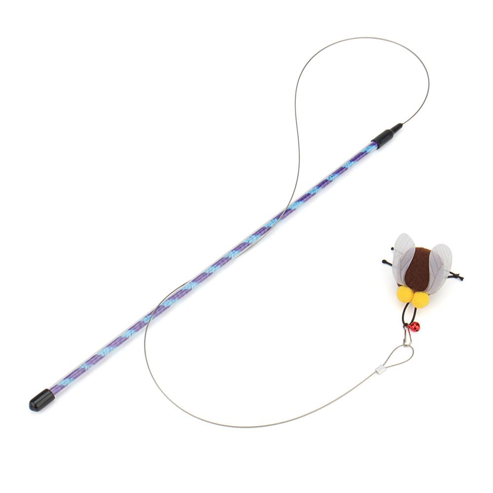 Plush Feather Artificial Insect Wire Rope Cat Teaser Stick Cat Toy Wand Pet Toy Rod