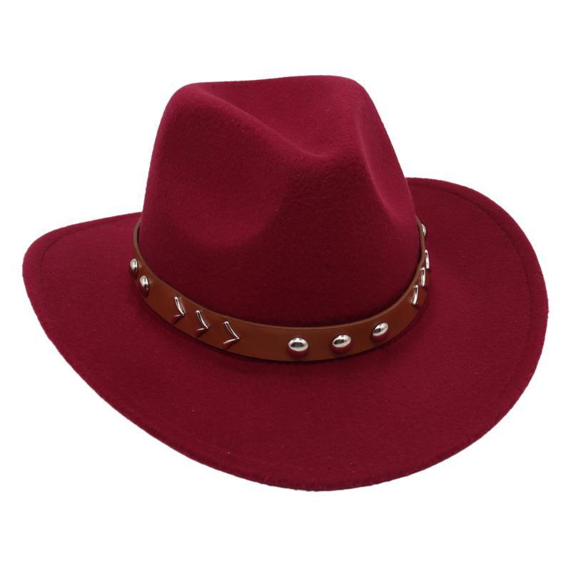 Rivet Tibetan Top Hat Belt Western Cowboy Hat Jazz Hat Guozhuang Dance Felt Hat Mongolian Sun Hat Wholesale For Men And Women