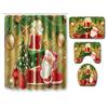 Christmas Printed Shower Curtain Floor Mat Four-Piece Bathroom Toilet Non-Slip Absorbent Carpet Toilet Non-Slip Door Mat