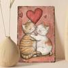 Metal Wall Art Retro Cat Poster for Cafe Home Decor