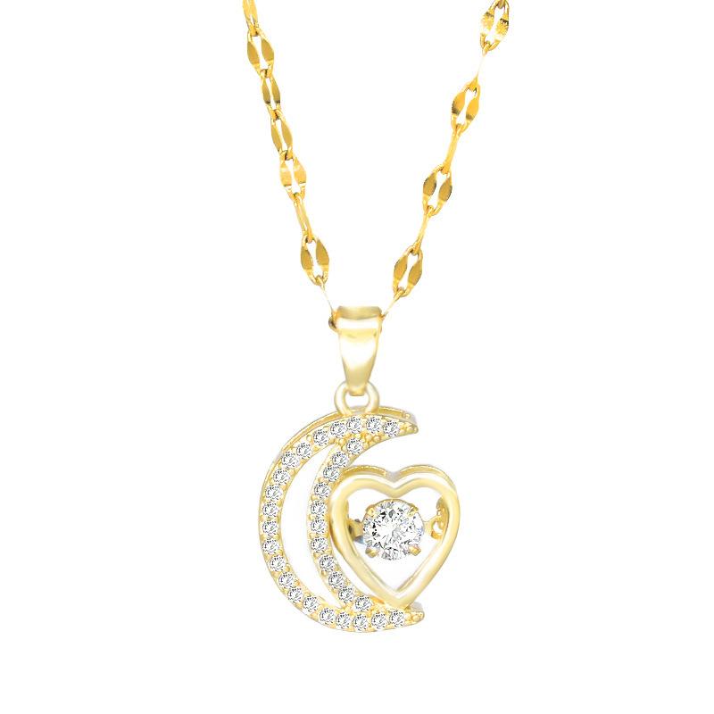 Copper Micro-inlaid Zircon Moon Love Smart Pendant Necklace Temperament Light Luxury Niche Design Sense