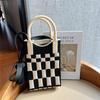 Plaid Cartoon Women's Crossbody Mini Bag: Cute, Lightweight, Knitted Phone Holder for Parent-Child Matching (2024)