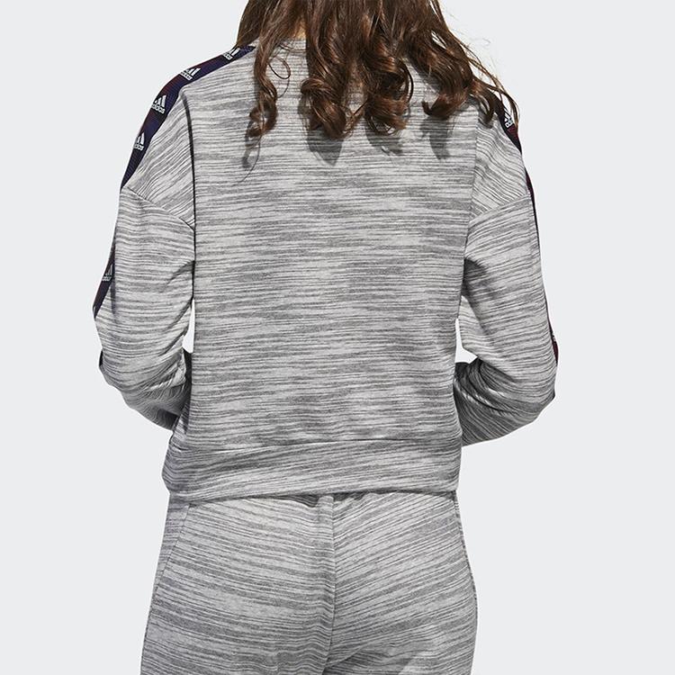 Adidas Short Round Neck Pullover Sweatshirt Women Tops Light-Grey GE1130