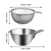 OUNONA Stainless Steel Colander and Bowl Set with Handles, Deep, Egg Beater, Cream Whisk, Salad Mixer, Rinse Rice, Strainer, Basket for Fruits and