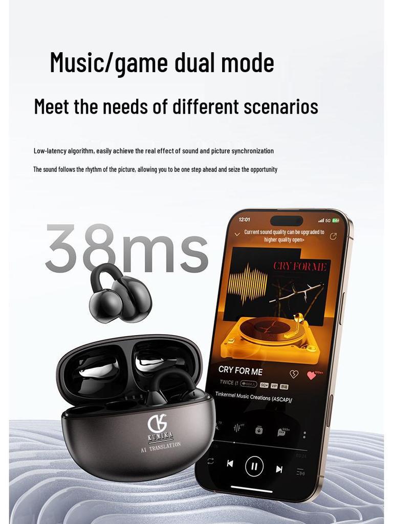 KUMIKA J07AI AI Translation Sports Bluetooth Earphones: Real-time Translation, High-Definition Sound Quality.