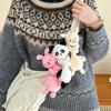 Funny Design Long Neck Rabbit Plush Keychain White Color Panda Plush Pendant  Backpack Accessory
