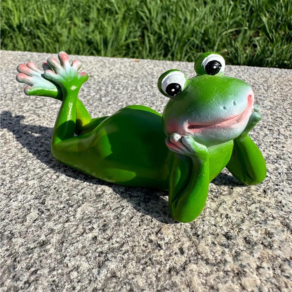 Resin Crafts Frog Bonsai Ornaments Cartoon Animal Statue Funny Frog Hanging Flower Pot  Home Decor
