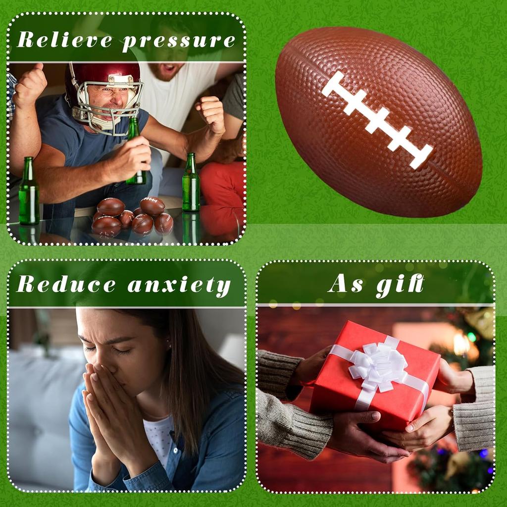 Meooeck 24 Pcs 4" Touchdown Printed Foam Mini Football Stress Balls Sport Balls Footballs Party Favors Foam Sports Balls for Football Party Supplies