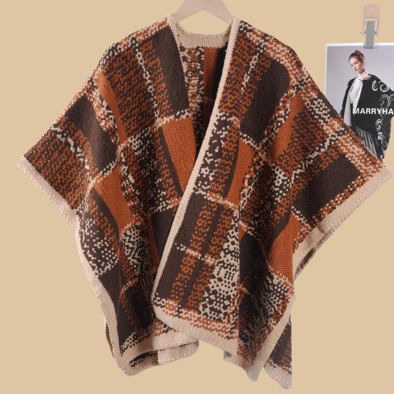 Simple and High-end Shawl Grassland Yunnan Shawl Cape with Cape Imitation Cashmere Scarf