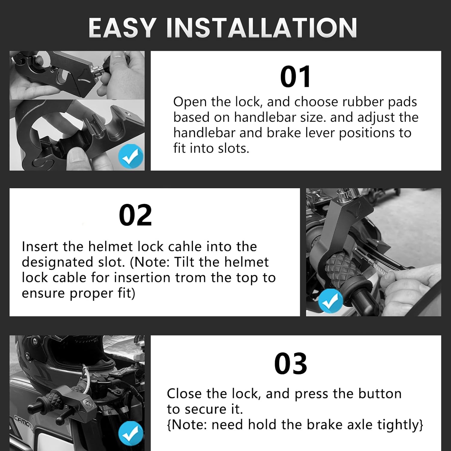 Мотоциклетные замки Противоугонный замок на руль Модернизированный замок для шлема с — фото 11