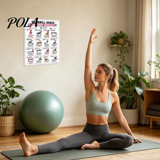 Women Strength Training Guide 5 Pcs Dumbbell Workout Poster Set, Full Body Exercise Charts Set for Back, Building Core, Arm, Glutes Legs, Fitness Wall