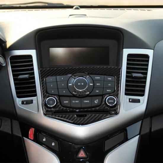 4Pcs For Chevrolet Cruze 2009-2015 Carbon Fiber Interior CD Panel Cover Trim