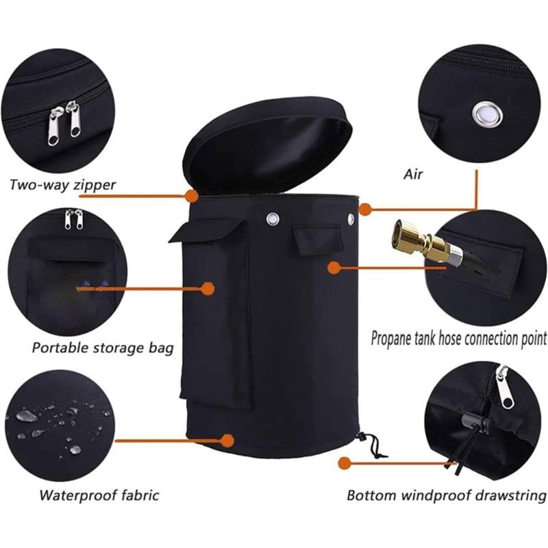 Oxford Fabric Propane Tanks Cover For 5kg or 11kg Gas Cylinders Weatherproof Protective Cover with Storage Pocket