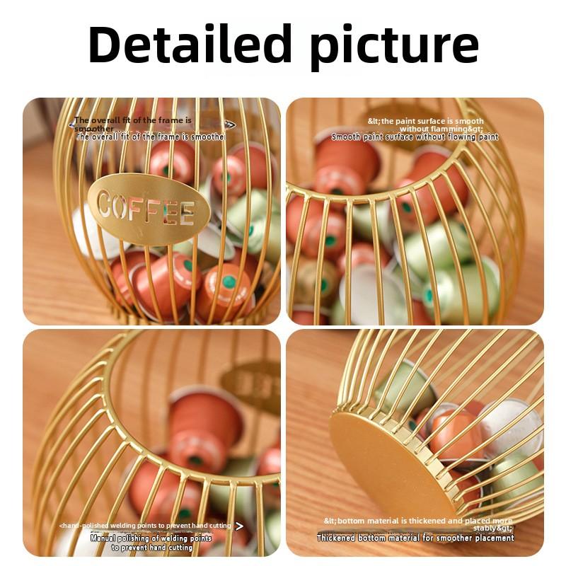 Nordic Style Coffee Mate Iron Coffee Shop Counter Open Display Rack Coffee Capsule Organiser