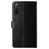 For Sony Xperia 10 VI Case with Wrist Strap Y Shaped Lines Imprint Leather Phone Cover