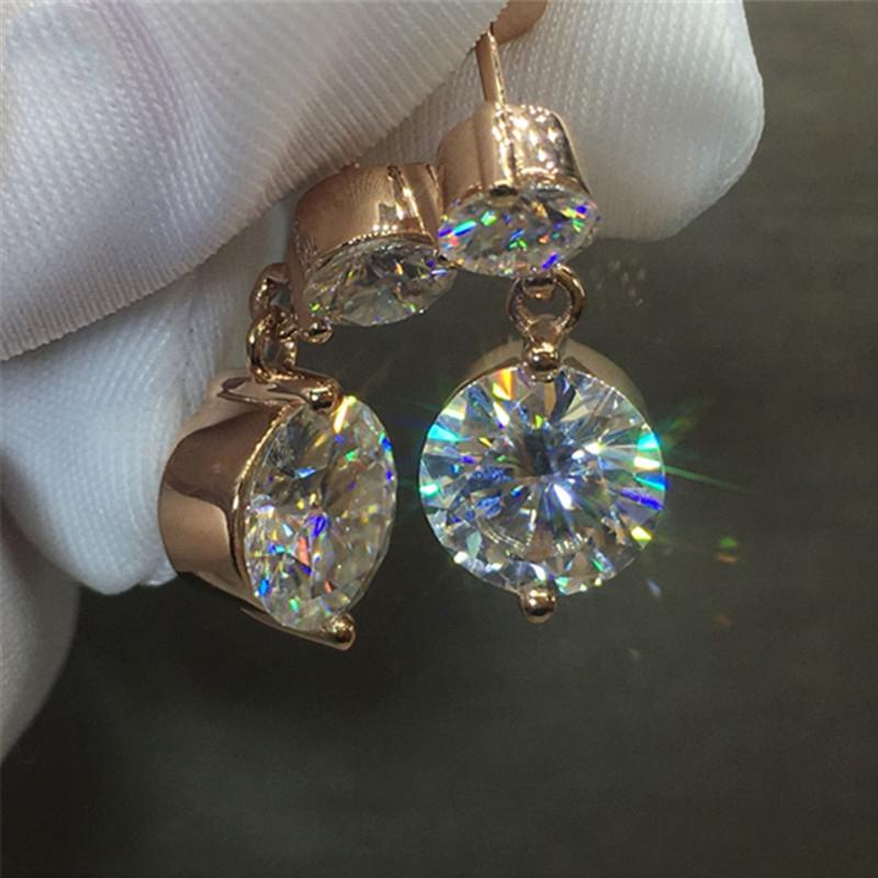 Huitan Minimalist Gold Color Dangle Earrings Wedding Engagement Party Women's Elegant Accessories Brilliant CZ Luxury Jewelry