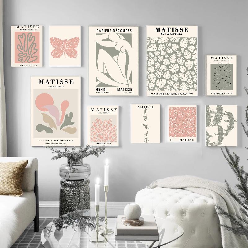 

Абстрактные линии Матисса Девушка Скандинавские коралловые листья Настенное искусство Холст Живопись Плакаты и принты Настенные картины для декора гостиной